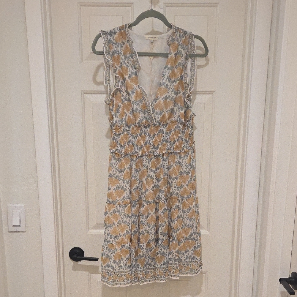 Max Studio Orange and Gray Sleeveless V-Neck Sundress